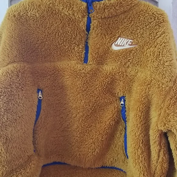 Nike Fleece Jacket in Mustard and Blue M - Picture 3 of 6